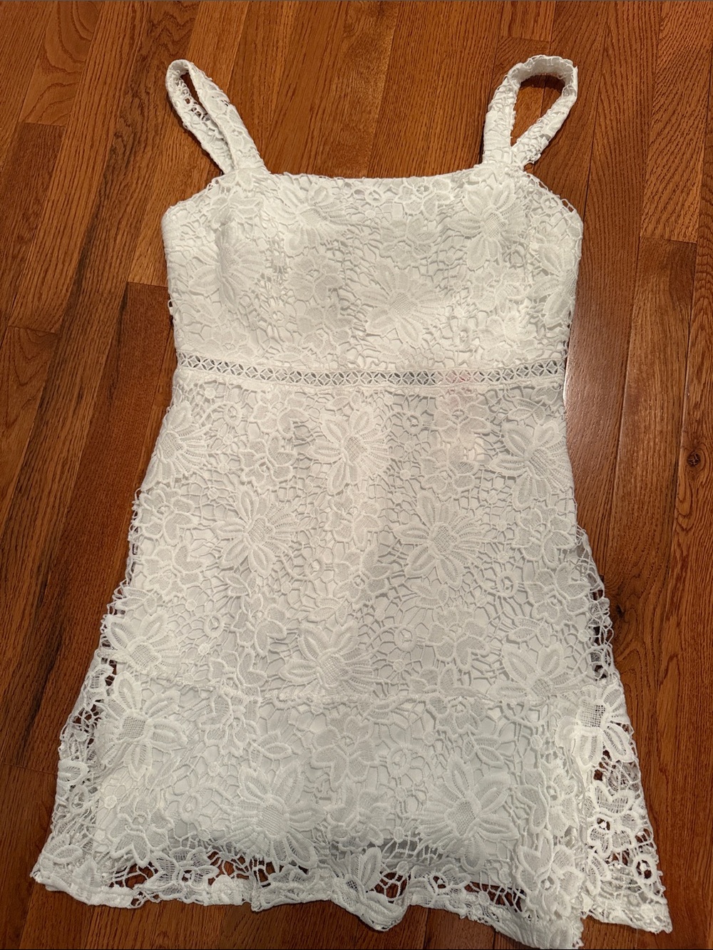 Lush White Lace Spaghetti Strap Dress